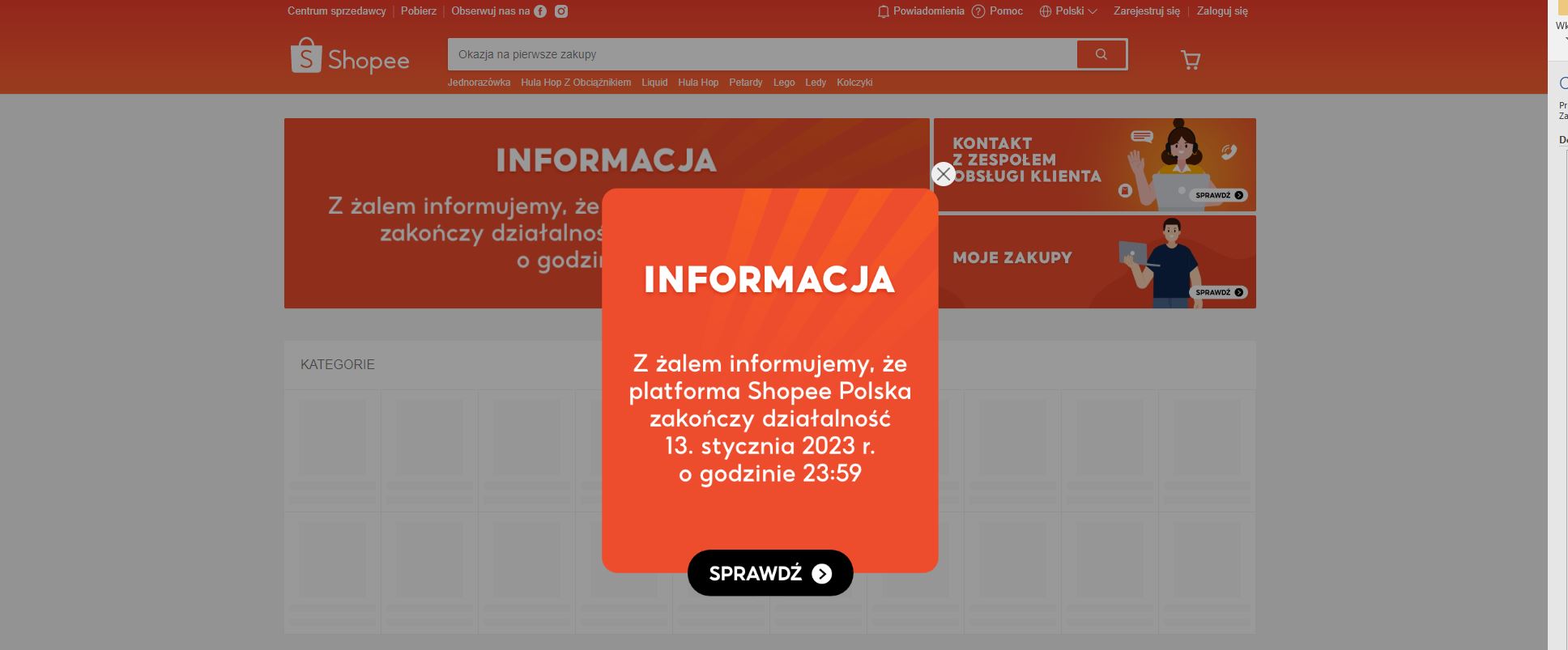 Komunikat Shopee
